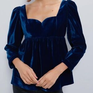 New: Hyacinth House Sapphire Velvet Sweetheart Sue Blouse. Size Medium